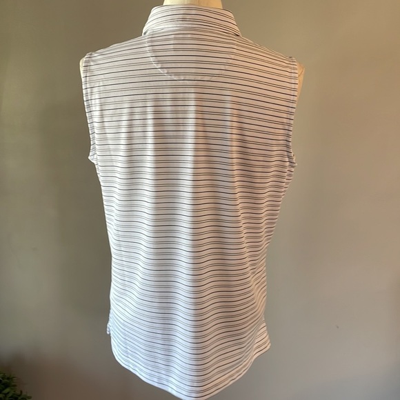 EP PRO TOUR TECH women’s sleeveless GOLF polo shirt striped textured buttons LRG - Picture 7 of 12